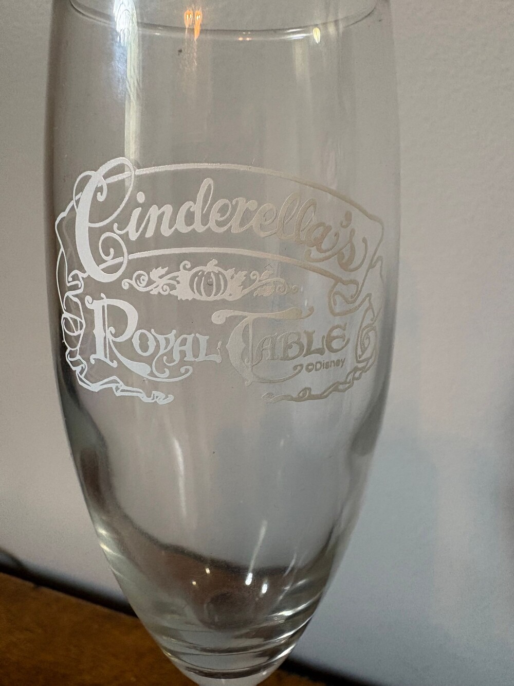 Disney Cinderella's Royal Table Etched Clear Glass with Twisted Stem